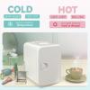 imageEUHOMY Mini Fridge 4 Liter6 Cans ACDC Small Refrigerator for Skincare Portable Cooler and Warmer for Skin Care Cosmetics Beverage 4L Makeup Mini Fridge for Bedroom Car Office Dorm PinkWhite