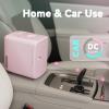 imageEUHOMY Mini Fridge 4 Liter6 Cans ACDC Small Refrigerator for Skincare Portable Cooler and Warmer for Skin Care Cosmetics Beverage 4L Makeup Mini Fridge for Bedroom Car Office Dorm PinkPink