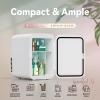 imageEUHOMY Mini Fridge 4 Liter6 Cans ACDC Small Refrigerator for Skincare Portable Cooler and Warmer for Skin Care Cosmetics Beverage 4L Makeup Mini Fridge for Bedroom Car Office Dorm PinkWhite