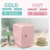 imageEUHOMY Mini Fridge 4 Liter6 Cans ACDC Small Refrigerator for Skincare Portable Cooler and Warmer for Skin Care Cosmetics Beverage 4L Makeup Mini Fridge for Bedroom Car Office Dorm PinkPink