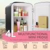 imageEUHOMY Mini Fridge 4 Liter6 Cans ACDC Small Refrigerator for Skincare Portable Cooler and Warmer for Skin Care Cosmetics Beverage 4L Makeup Mini Fridge for Bedroom Car Office Dorm PinkBlack