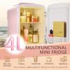 imageEUHOMY Mini Fridge 4 Liter6 Cans Small Refrigerator Portable Cooler and Warmer for Skin Care Cosmetics Beverage 4L Makeup Mini Fridge for Bedroom Car Office PinkPink
