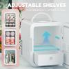 imageEUHOMY Mini Fridge 5L ACDC Small Refrigerator with Dimmable LED Mirror Portable Cooler and Warmer for Skin Care Cosmetics Beverage 5L Makeup Mini Skincare Fridge for Bedroom Car Office WhiteWhite