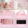 imageEUHOMY Mini Fridge 5L ACDC Small Refrigerator with Dimmable LED Mirror Portable Cooler and Warmer for Skin Care Cosmetics Beverage 5L Makeup Mini Skincare Fridge for Bedroom Car Office WhitePink