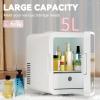 imageEUHOMY Mini Fridge 5L ACDC Small Refrigerator with Dimmable LED Mirror Portable Cooler and Warmer for Skin Care Cosmetics Beverage 5L Makeup Mini Skincare Fridge for Bedroom Car Office WhiteWhite