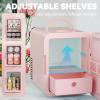 imageEUHOMY Mini Fridge 5L ACDC Small Refrigerator with Dimmable LED Mirror Portable Cooler and Warmer for Skin Care Cosmetics Beverage 5L Makeup Mini Skincare Fridge for Bedroom Car Office WhitePink