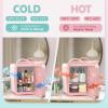 imageEUHOMY Mini Fridge 5L ACDC Small Refrigerator with Dimmable LED Mirror Portable Cooler and Warmer for Skin Care Cosmetics Beverage 5L Makeup Mini Skincare Fridge for Bedroom Car Office WhitePink