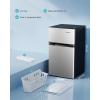 imageEUHOMY Mini Fridge with Freezer 32 CuFt Mini Refrigerator Dorm Fridge with 2 Door For BedroomApartmentOfficeFood Storage Cooling Drink BlackSilver