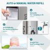imageEUHOMY Nugget Ice Maker Countertop Max 33lbs24H 2 Ways Water Refill LED Light SelfCleaning Pebble Ice Maker with Basket and Scoop for HomeKitchenCampingRV Black SilverBlack