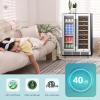 imageEUHOMY Wine and Beverage Refrigerator 24 Inch Dual Zone Wine Cooler with Glass Door Hold 21 Bottles and 88 Cans Built in or Under Counter Wine Fridge with Blue LED Light