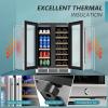 imageEUHOMY Wine and Beverage Refrigerator 24 Inch Dual Zone Wine Cooler with Glass Door Hold 21 Bottles and 88 Cans Built in or Under Counter Wine Fridge with Blue LED Light