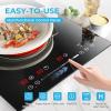 imageEuhomy 2 Burner Electric Cooktop 12 inch 110V Plug in Electric Stove Top Burner 16 Level and Touch Control1800W Builtin and Countertop Cooktop Stove Child LockTimerResidual Heat IndicatorBlack2 Burners