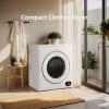 imageEuhomy Compact Laundry Dryer 35 cu ft Front Load Stainless Steel Clothes Dryers With Exhaust Pipe 1500W LCD Control Panel FourFunction Portable Dryer For Apartments Home Dorm White265 CuFt