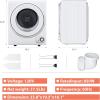 imageEuhomy Compact Laundry Dryer 35 cu ft Front Load Stainless Steel Clothes Dryers With Exhaust Pipe 1500W LCD Control Panel FourFunction Portable Dryer For Apartments Home Dorm White15 CuFt