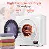 imageEuhomy Compact Laundry Dryer 35 cu ft Front Load Stainless Steel Clothes Dryers With Exhaust Pipe 1500W LCD Control Panel FourFunction Portable Dryer For Apartments Home Dorm White265 CuFt
