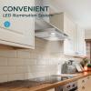 imageEuhomy Ductless Under Cabinet Range Hood 30 inch with 2 Speed Exhaust Fan Kitchen Wall Mount Range Hood 300 CFM with 2W LED Light Vent Hood with Washable Filter Stainless SteelWall Mount  Digital Touch