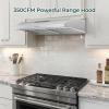 imageEuhomy Ductless Under Cabinet Range Hood 30 inch with 2 Speed Exhaust Fan Kitchen Wall Mount Range Hood 300 CFM with 2W LED Light Vent Hood with Washable Filter Stainless SteelUnder Cabinet  3 Speed