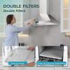 imageEuhomy Ductless Under Cabinet Range Hood 30 inch with 2 Speed Exhaust Fan Kitchen Wall Mount Range Hood 300 CFM with 2W LED Light Vent Hood with Washable Filter Stainless SteelWall Mount  Digital Touch