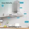 imageEuhomy Ductless Under Cabinet Range Hood 30 inch with 2 Speed Exhaust Fan Kitchen Wall Mount Range Hood 300 CFM with 2W LED Light Vent Hood with Washable Filter Stainless SteelWall Mount  Digital Touch
