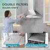 imageEuhomy Ductless Under Cabinet Range Hood 30 inch with 2 Speed Exhaust Fan Kitchen Wall Mount Range Hood 300 CFM with 2W LED Light Vent Hood with Washable Filter Stainless SteelWall Mount  Press Button