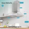 imageEuhomy Ductless Under Cabinet Range Hood 30 inch with 2 Speed Exhaust Fan Kitchen Wall Mount Range Hood 300 CFM with 2W LED Light Vent Hood with Washable Filter Stainless SteelWall Mount  Press Button
