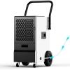 imageEUHOMY 160 Pints Commercial Dehumidifier Large Dehumidifier With Drain Hose Timer and 4 WheelsIndustrial Dehumidifiers for Flood Repair Drying Basement Warehouse and FactoryDH01 with Pump
