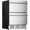 imageEUHOMY 24 Inch Under Counter Double Drawer Fridge Weather Proof Stainless Steel Outdoor Beverage Refrigerator for Patio Builtin Beverage Fridge for Home ampamp Commercial Use Stainless Steel SilverDrawer Refrigerator