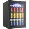 imageEUHOMY Beverage Refrigerator and Cooler 128 Can Mini fridge with Glass Door Small Refrigerator with Adjustable Shelves for Soda Beer or Wine HomeBarOffice BlackBlack