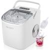 imageEUHOMY Countertop Ice Maker Machine with Handle 26lbs in 24Hrs 9 Ice Cubes Ready in 6 Mins AutoCleaning Portable Ice Maker with Basket and Scoop for HomeKitchenCampingRV BlackWhite