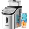 imageEUHOMY Ice Cube Maker Machine Countertop with External Water Tank 34Lbs 16Pcs Ready in 13 Mins 2 Ways to Add Water AutoCleaning with Ice Scoop ampamp Basket for HomeKitchenOfficeBar BlackStainless Steel Silver