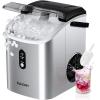 imageEUHOMY Ice Maker Countertop Machine  26 lbs in 24 Hours 9 Cubes Ready in 8 Mins Electric Icemaker and Compact Portable Ice Maker with Ice Scoop and Basket Perfect for HomeKitchenOfficeSliverSteel Light Silver