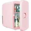 imageEUHOMY Mini Fridge 4 Liter6 Cans ACDC Small Refrigerator for Skincare Portable Cooler and Warmer for Skin Care Cosmetics Beverage 4L Makeup Mini Fridge for Bedroom Car Office Dorm PinkPink