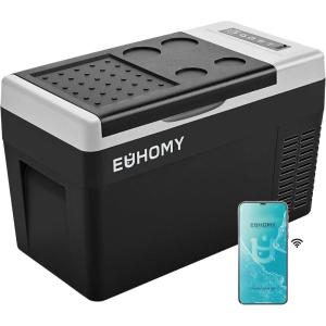 imageEUHOMY 12 Volt Refrigerator 19QT18L Compressor Electric Cooler APP Control Car Fridge 468 Portable Refrigerator 1224V DC 110240V AC Portable Freezer for Camping Travel Boat26 QT
