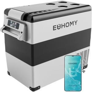 imageEUHOMY 12 Volt Refrigerator 48QT45L Electric Cooler 12V Fridge APP Control 12V Cooler 468 Portable Freezer 1224V DC 110240V AC for Camping Travel Truck Home59QT