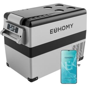 imageEUHOMY 12 Volt Refrigerator 48QT45L Electric Cooler 12V Fridge APP Control 12V Cooler 468 Portable Freezer 1224V DC 110240V AC for Camping Travel Truck Home48QT