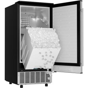 imageEUHOMY 15quot W Commercial Under Counter Ice Maker Machine 100 LbDay AutoCleaning ampamp 24H Timer Gravity DrainageStainless Steel Builtin Freestanding Ice Maker 24 Lb Bin Ideal for Commercial ampamp HomeSilver