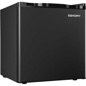 imageEUHOMY 17 CuFt Mini Fridge with Freezer Reversible Single Door Compact Refrigerator Adjustable Thermostat Energy Saving Mini Fridge for Bedroom Office Dorm BlackBlack