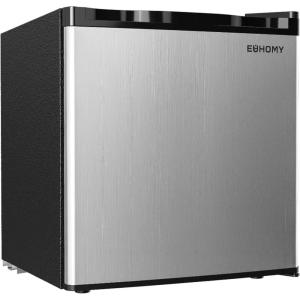imageEUHOMY 17 CuFt Mini Fridge with Freezer Reversible Single Door Compact Refrigerator Adjustable Thermostat Energy Saving Mini Fridge for Bedroom Office Dorm BlackSilver