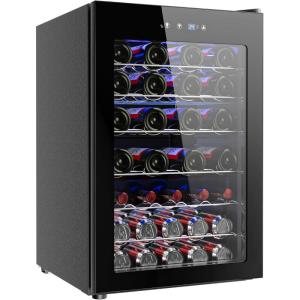 imageEUHOMY 18L Beverage Refrigerator Cooler 24 Cans Mini Fridge with Quiet Compressor Countertop Small Fridge with 40F61F Digital Temperature Control LED Lgiht for Home Bar Office45 CUFT