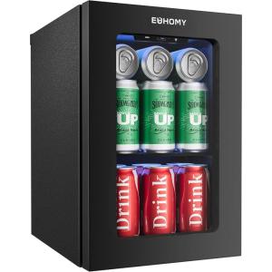 imageEUHOMY 18L Beverage Refrigerator Cooler 24 Cans Mini Fridge with Quiet Compressor Countertop Small Fridge with 40F61F Digital Temperature Control LED Lgiht for Home Bar Office18L