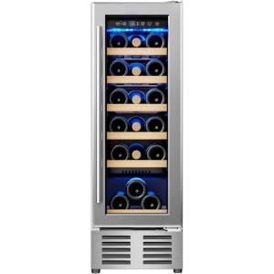 imageEUHOMY 24 Inch Wine Cooler Refrigerator 54 BottlDual Zone Builtin or Freestanding Wine Fridge with Glass Door Wine Refrigerator for Home Bar Kitchen12 Single Zone Wine Cooler