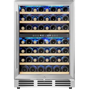imageEUHOMY 24 Inch Wine Cooler Refrigerator 54 BottlDual Zone Builtin or Freestanding Wine Fridge with Glass Door Wine Refrigerator for Home Bar Kitchen24 Dual Zone Wine Cooler