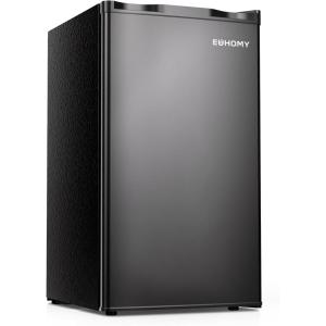 imageEUHOMY 32 CuFt Mini Fridge with Freezer Single Door Compact Refrigerator Energy Saving Mini Refrigerator Adjustable Thermostat Mini fridge for Bedroom Dorm Office SilverBlack