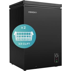 imageEUHOMY 35 CuFt Chest Freezer with Removable Basket Small Deep Freezer Adjustable 7 Thermostat Quiet Mini Freezer FreeStanding Top Door Energy Saving for ApartmentGarageBasementDormHomeBlack35 CUFTWith Wheels