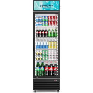 imageEUHOMY Back Bar Cooler With 2 Glass Swing Doors Under Counter Back Bar Refrigerator with LED Lighting 74 CuFt Counter Height Refrigerator for Beer Soda Drinks Wine Black12 CUFT Commercial Refrigerator