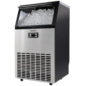 imageEUHOMY Commercial Ice Maker Machine  95lbs Daily Production 33lbs Ice Storage Stainless Steel Freestanding ampamp Under Counter Ice Maker Ideal Ice Maker for HomeBarRestaurantOutdoor ActivitiesSilver