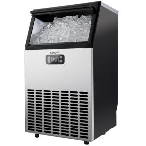 imageEUHOMY Commercial Ice Maker Machine 100lbs24H Stainless Steel Under Counter ice Machine with 33lbs Ice Storage Capacity Freestanding Ice Maker100lbs24H