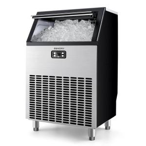 imageEUHOMY Commercial Ice Maker Machine 100lbs24H Stainless Steel Under Counter ice Machine with 33lbs Ice Storage Capacity Freestanding Ice Maker200lbs24H