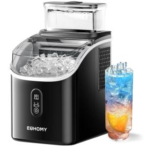 imageEUHOMY Ice Cube Maker Machine Countertop with External Water Tank 34Lbs 16Pcs Ready in 13 Mins 2 Ways to Add Water AutoCleaning with Ice Scoop ampamp Basket for HomeKitchenOfficeBar BlackBlack