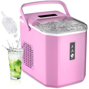 imageEUHOMY LunaArc Crescent Ice Maker Countertop 1600PcsDay Ready in 12Mins Auto Deep Cleaning Timer Portable Ice Maker Machine with Clear Ice Cubes for WhiskeyCoffeeSoft DrinksPink